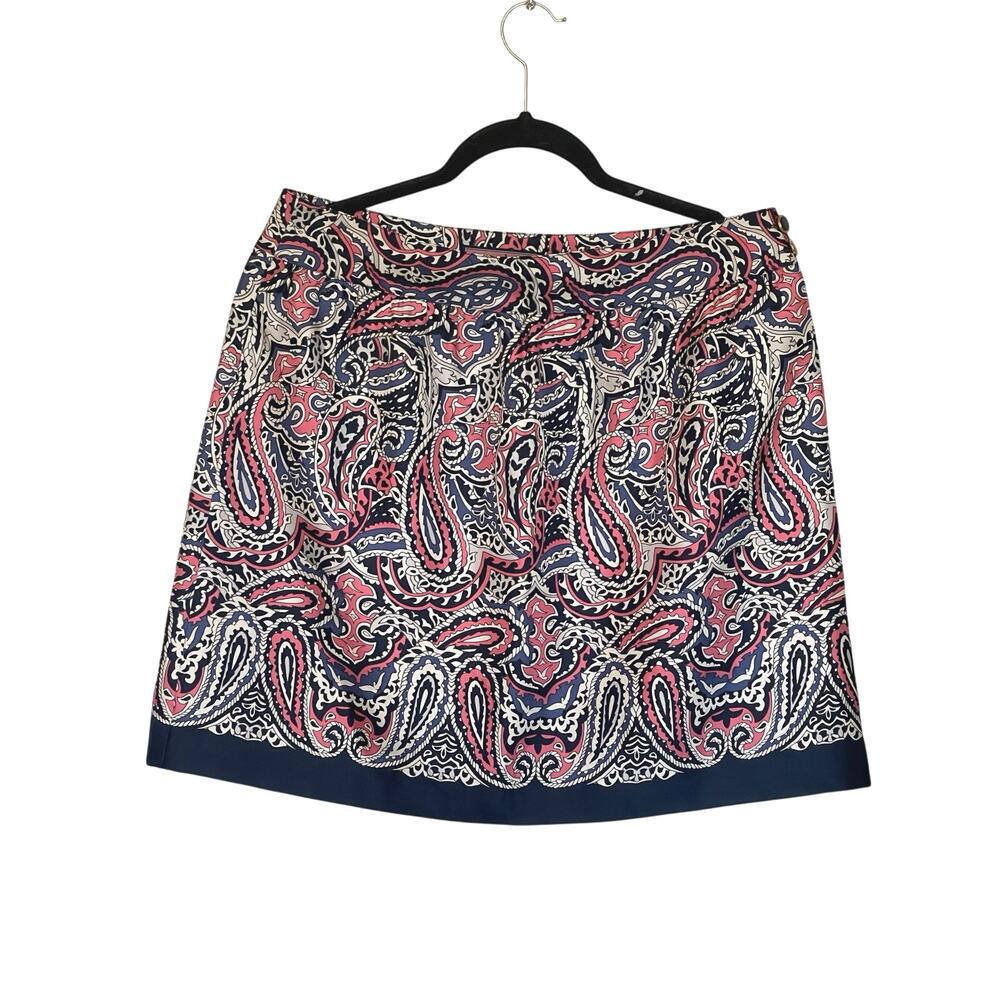 Vineyard‎ Vines Skirt Silk Paisley Preppy Vacation Cruise Pink Navy Print 10